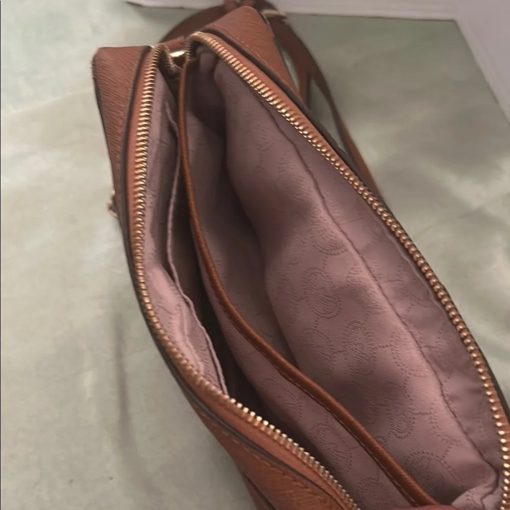 Michael Kors Brown Leather Crossbody Bag with Chain Strap